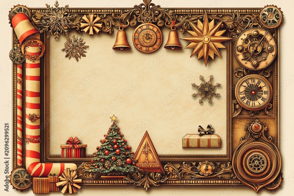 Fototapeta premium Elegant baroque clock design for joyful Christmas and New Year's celebration