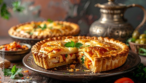 Homemade Vegetable Quiche with Fresh Herbs.