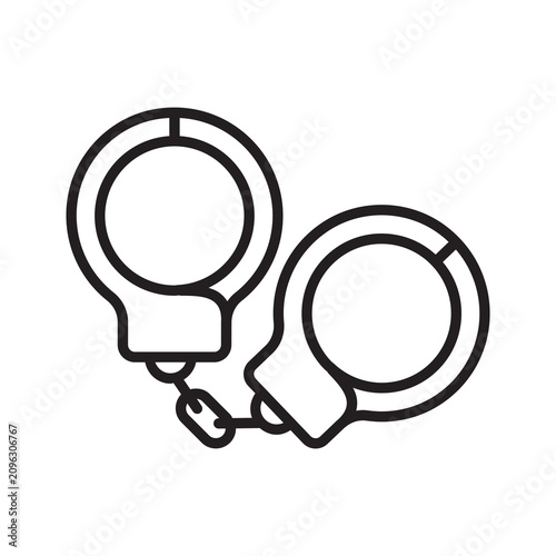 Police handcuffs line icon, crime and justice arrest symbol