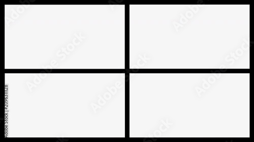 Cinematic film split screen grid template with sixteen panels