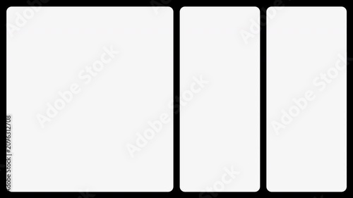 Cinematic film split screen overlay with multi frame grid