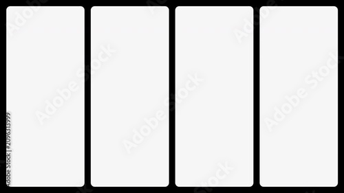 Film split screen template with multiple white cinematic frames