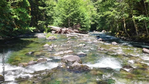 Clear water flows down the Clackamas River in Northwestern Oregon, not far from Salem. Originating in the Mt. Hood National Forest, this beautiful 83-mile river is a tributary to the Willamette River.