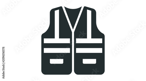 Fotografie High visibility safety vest icon with reflective stripes