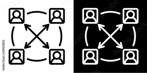 Bild auf Leinwand Cross Functional Map Icon Set White Line Style Collection