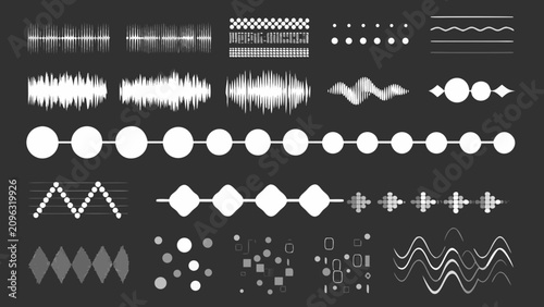Konstfotografi Audio Waveform Collection A Variety Of Sound Wave Patterns On A Dark Background