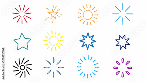 Radial Bursts And Star Shapes Hand Drawn Vector Illustration