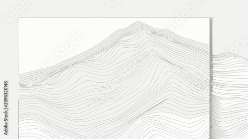 Quadro su tela Contour line mountain illustration on a white background a minimalist and graphi