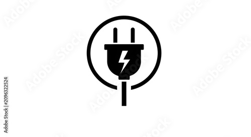 Power plug icon with lightning bolt symbol on white background