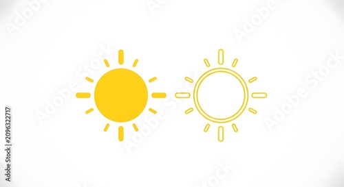 Sun icon set radiating warmth on a white background