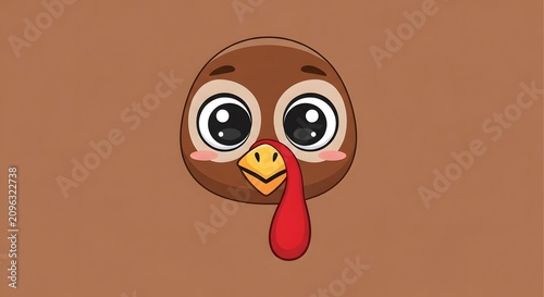 Turkey icon cute cartoon face isolated on brown background