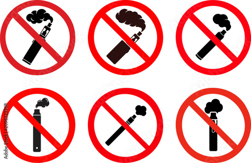 No Smoking Signs on White Background