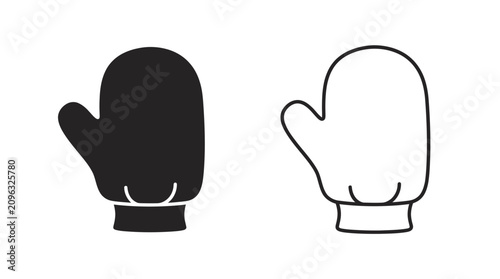 Foto Winter mitten silhouettes black and white line art illustration
