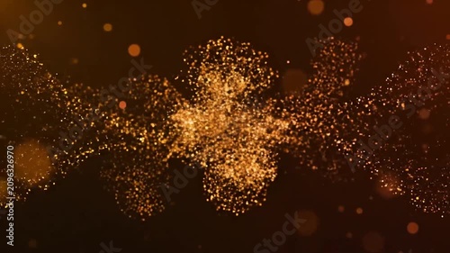 Glowing Particles in Dark Space Background.