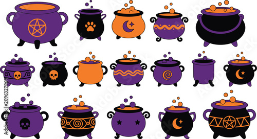 Фотография Spooky halloween cauldron vector collection bewitching designs for festive craft