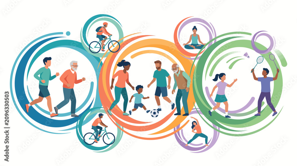 Fototapeta premium Diverse people engaging in recreational activities.
