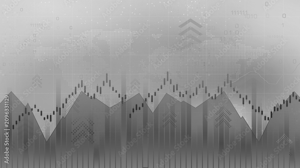 Fototapeta premium Stock Market Trends: A dynamic visual representation of stock market charts and graphs, overlaid with abstract ascending arrows and digital data, symbolizing financial growth and economic progress.