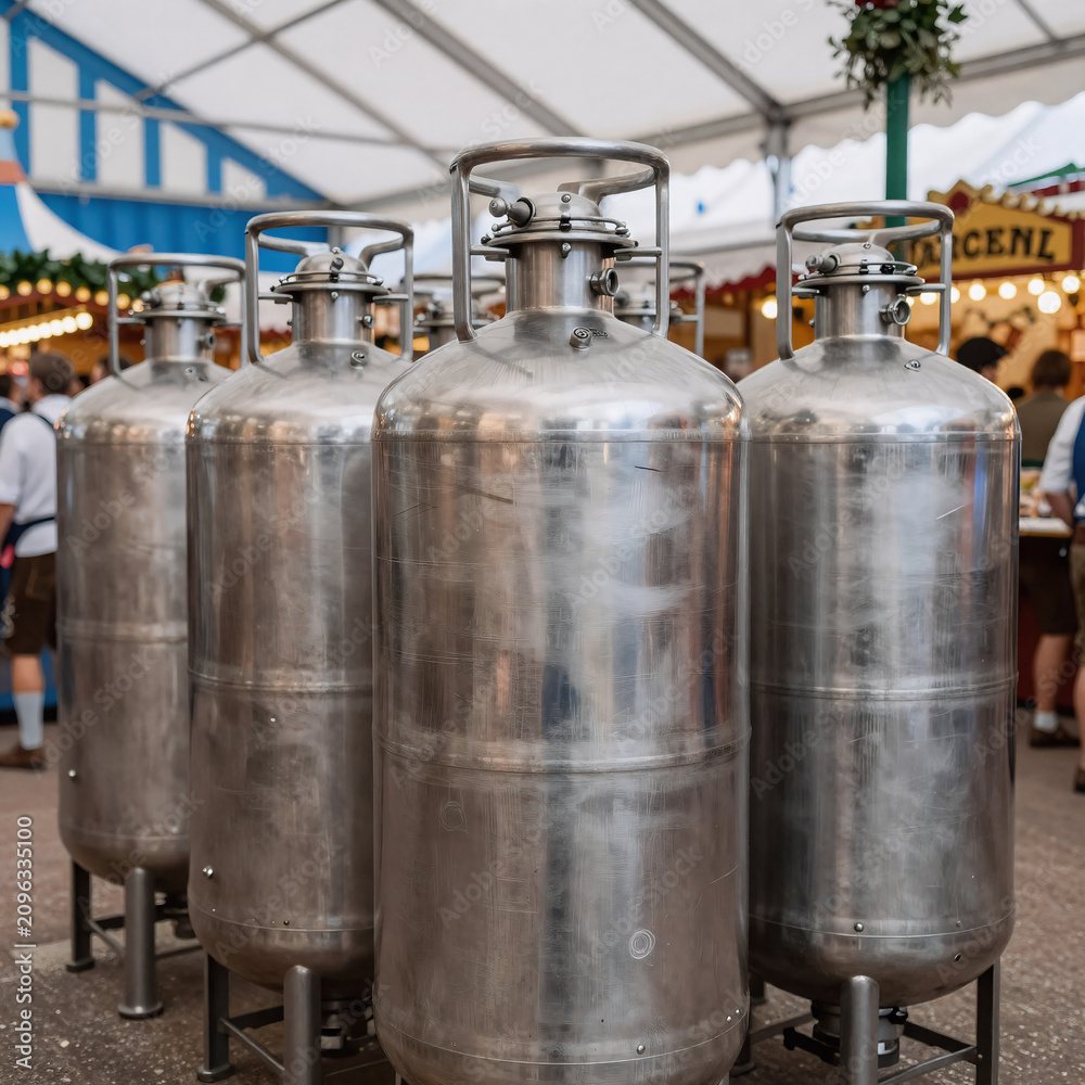 Obraz premium Art Deco Gas Bottle. Image Of Large Gas Bottles At Octoberfest