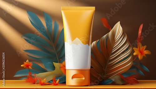 3d cosmetic sunscreen tube mockup