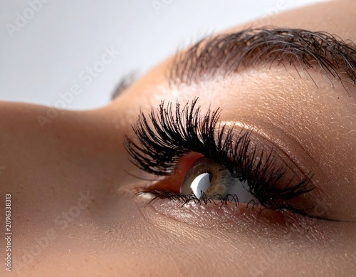 The Eyelash Detail: Close-up of a beautiful eye with long lashes, showcasing natural beauty and delicate details.