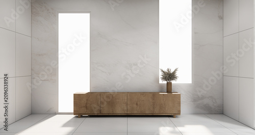 Cabinet wooden design on modern room japanese.3D rendering