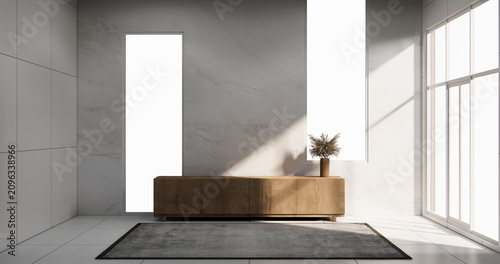 Cabinet wooden design on modern room japanese.3D rendering