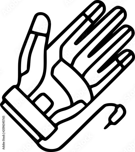 Wired gloves icon on white background - editable stroke vector illustration eps10
