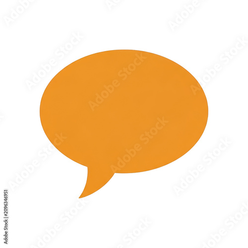 Speech bubble icon with orange color and white interior isolated on transparent background