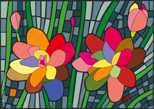 flower colorful stained glass background illustration vector