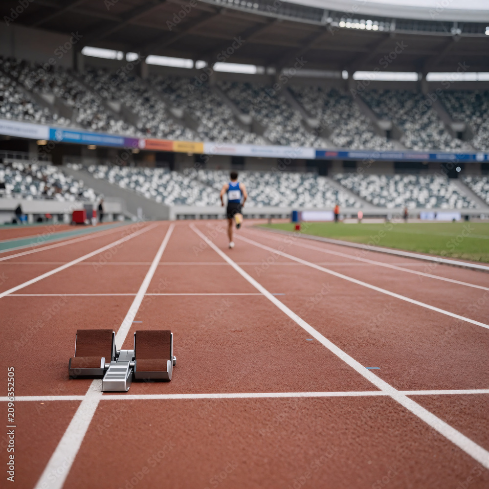 Fototapeta premium Steampunk Stadium Exercise. Sports Stadium Featuring A Running Track