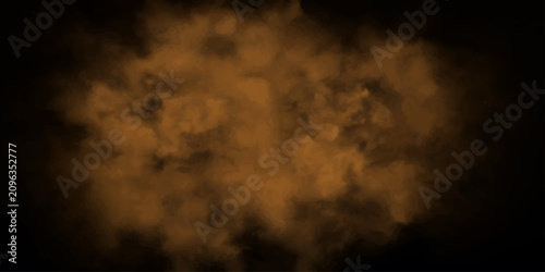 Quadro su tela Explosive burst of brown smoke or dust against a dark background, creating a dramatic and energetic visual effect