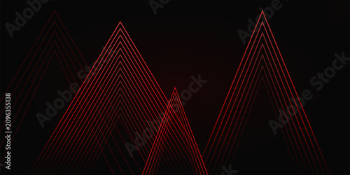 Abstract red neon linear mountain peaks background featuring minimalist geometric v shaped patterns on dark backdrop