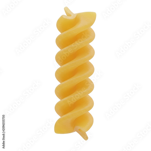 A neatly coiled yellow pasta shape resembling a spring or spiral isolated on transparent background