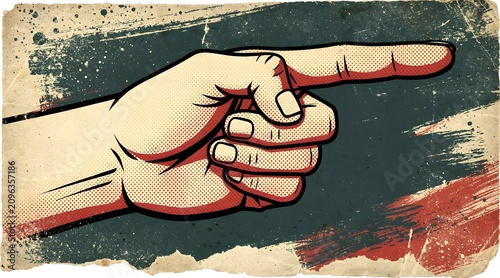 Vintage Comic Style Hand Pointing Gesture Art
