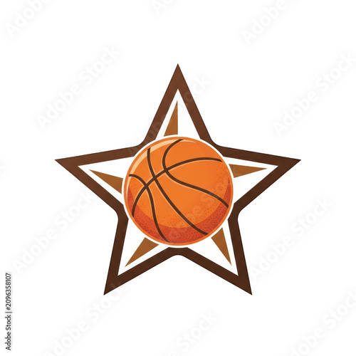 A stylized basketball merged with a star shape in a brown and orange color scheme isolated on transparent background
