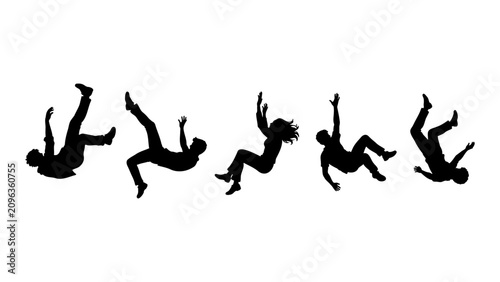 Bild auf Leinwand set of falling people silhouettes