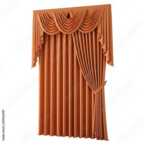 Elegant beige velvet theater curtain with swag