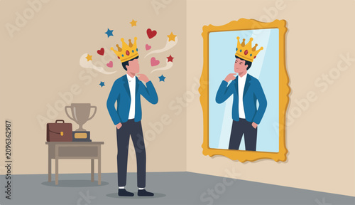 Foto Narcissist people, extreme self involvement confident disorder proud attitude eg