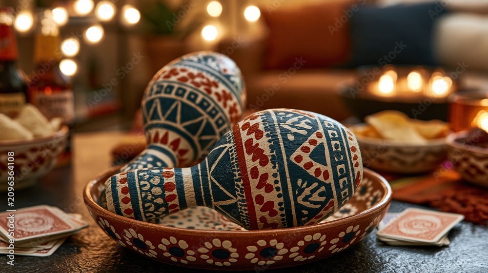 Fototapeta premium Colorful Maracas in a Festive Setting