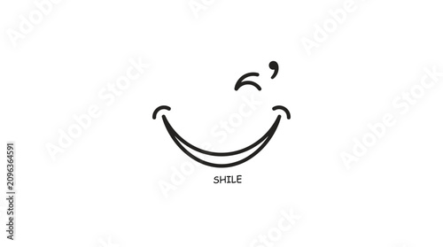 Fotografía Black smiling face silhouette against a solid yellow background silhouette