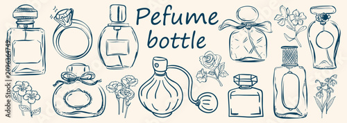 Foto Perfume bottles vector elements collection