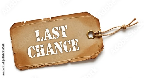 Last chance wooden tag with string