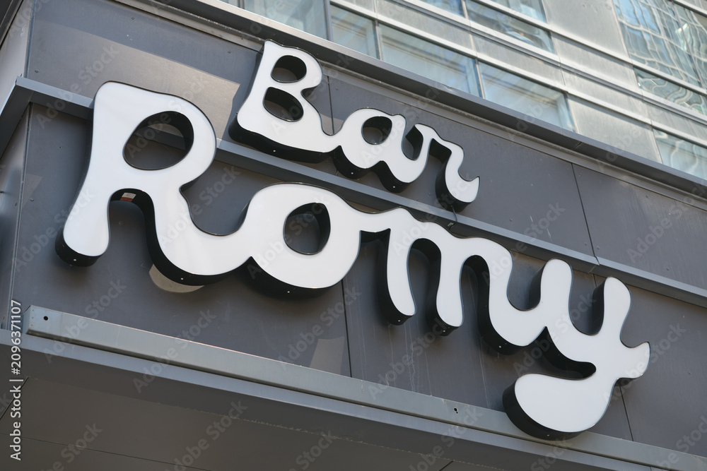 Obraz premium sign outside Bar Romy, an Italian restaurant, located at 295 Adelaide St W, Toronto
