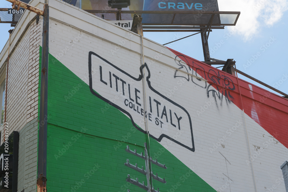 Obraz premium detail of the Little Italy mural (actually on the exterior west facing wall of 719 College St, Toronto