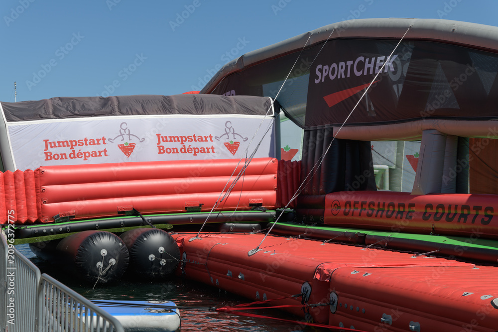 Obraz premium floating futsal pitch sponsored by SportChek / Canadian Tire fan experiential activation at Harbourfront Centre, Toronto