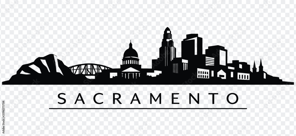 Obraz premium Sacramento california city skyline silhouette vector illustration