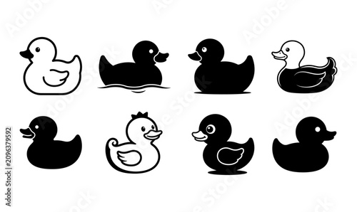 Black Rubber Duck Vector Illustration Set Isolated on PNG Background, rubber duck, bath duck, duck toy, toy duck, rubber toy, duck, bath toy, bathtub toy, cartoon duck, cute duck, floating duck, 