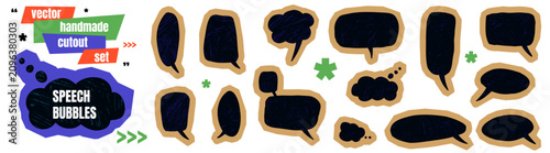 Bild auf Leinwand Scrapbook paper speech bubble stickers set with crayon texture for kid scrapbook