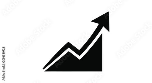 Growth chart with rising arrow flat black silhouette