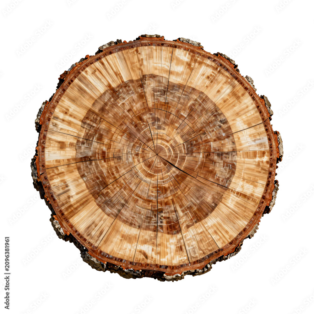 Fototapeta premium Circular cross section of a tree trunk showing the concentric growth rings